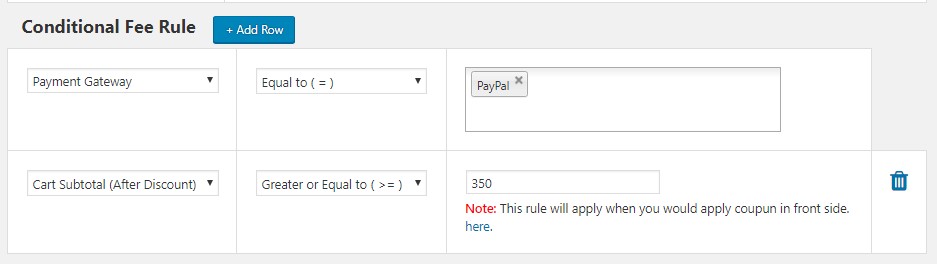 How to charge payment Gateway based Fee in WooCommerce? 3 Adding multiple rules to a Method for applying Payment Gateway Based Fee in WooCommerce