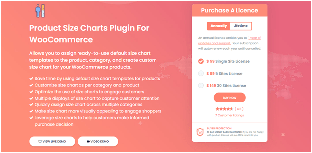 Top 15 WooCommerce size guide plugin Listing 1 Plugin 1 - WooCommerce Advanced Product Size Charts - one of Top 15 WooCommerce size guide plugins