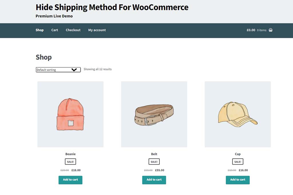 WooCommerce Hide Shipping on Cart Page 2 Hide Shipping plugin demo