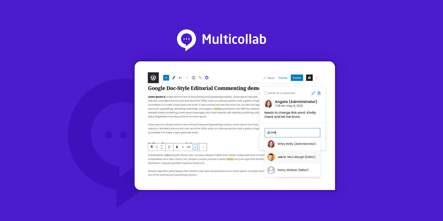 Multicollab: Google Doc-Style Editorial Commenting Plugin for WordPress Img