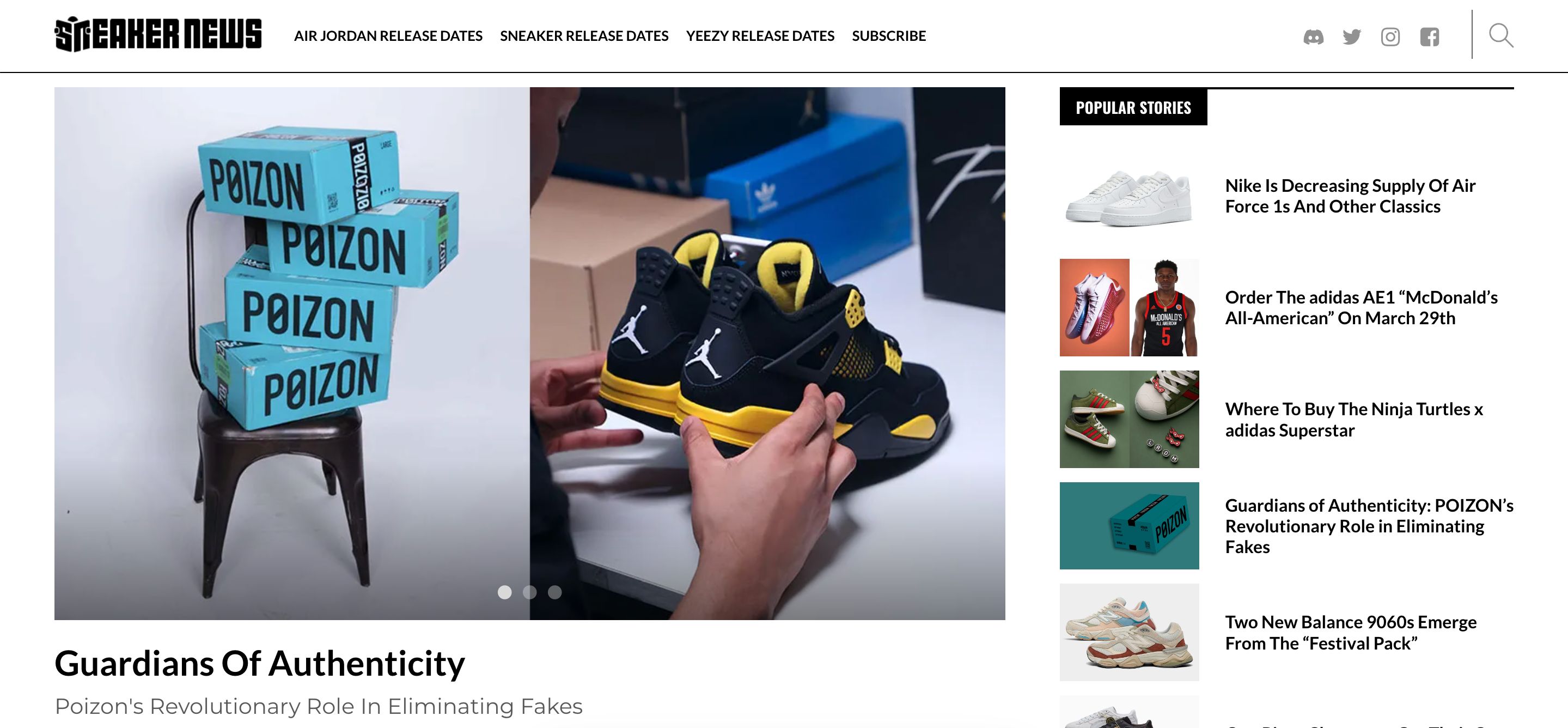 The Sneaker News Website