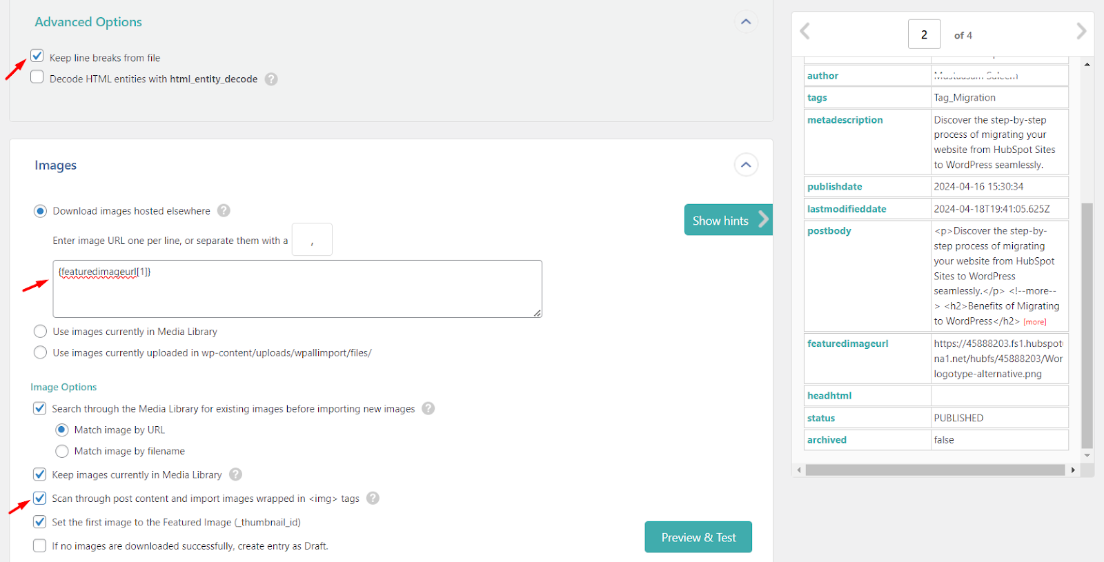 Hubspot advanced options